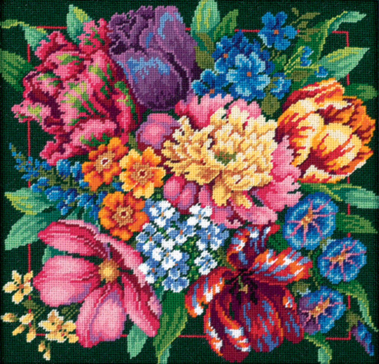 Dimensions Needlepoint Kit 14X14-Floral Splendor Stitched In Yarn